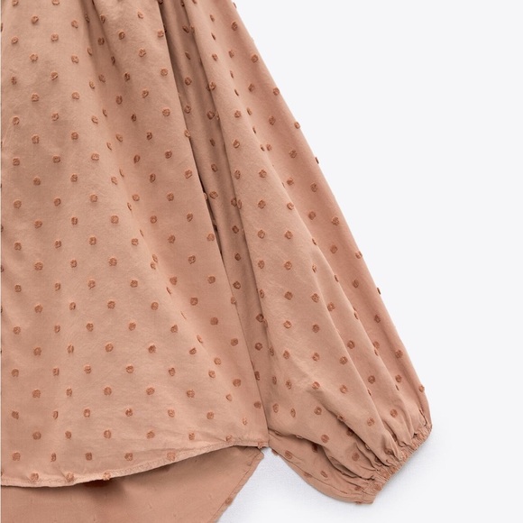 Zara Swiss Dot Blouse with Voluminous Sleeves - Picture 9 of 10